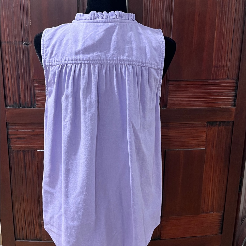 Sonoma Sleeveless Lavender Button-Front Ruffle Collar Top - Picture 4 of 7